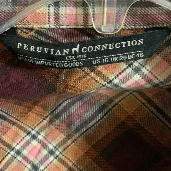 Peruvian Connection Ojai Plaid Tartan Shirt Dress Size 16 - Picture 5 of 6